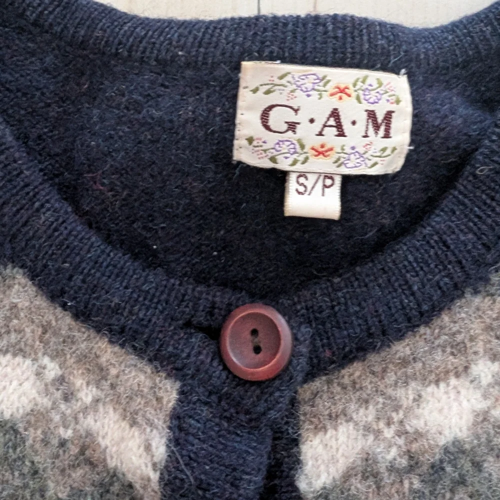 Novelty Pure Wool Grandma Cardigan Knit Sweater - Picture 4 of 5